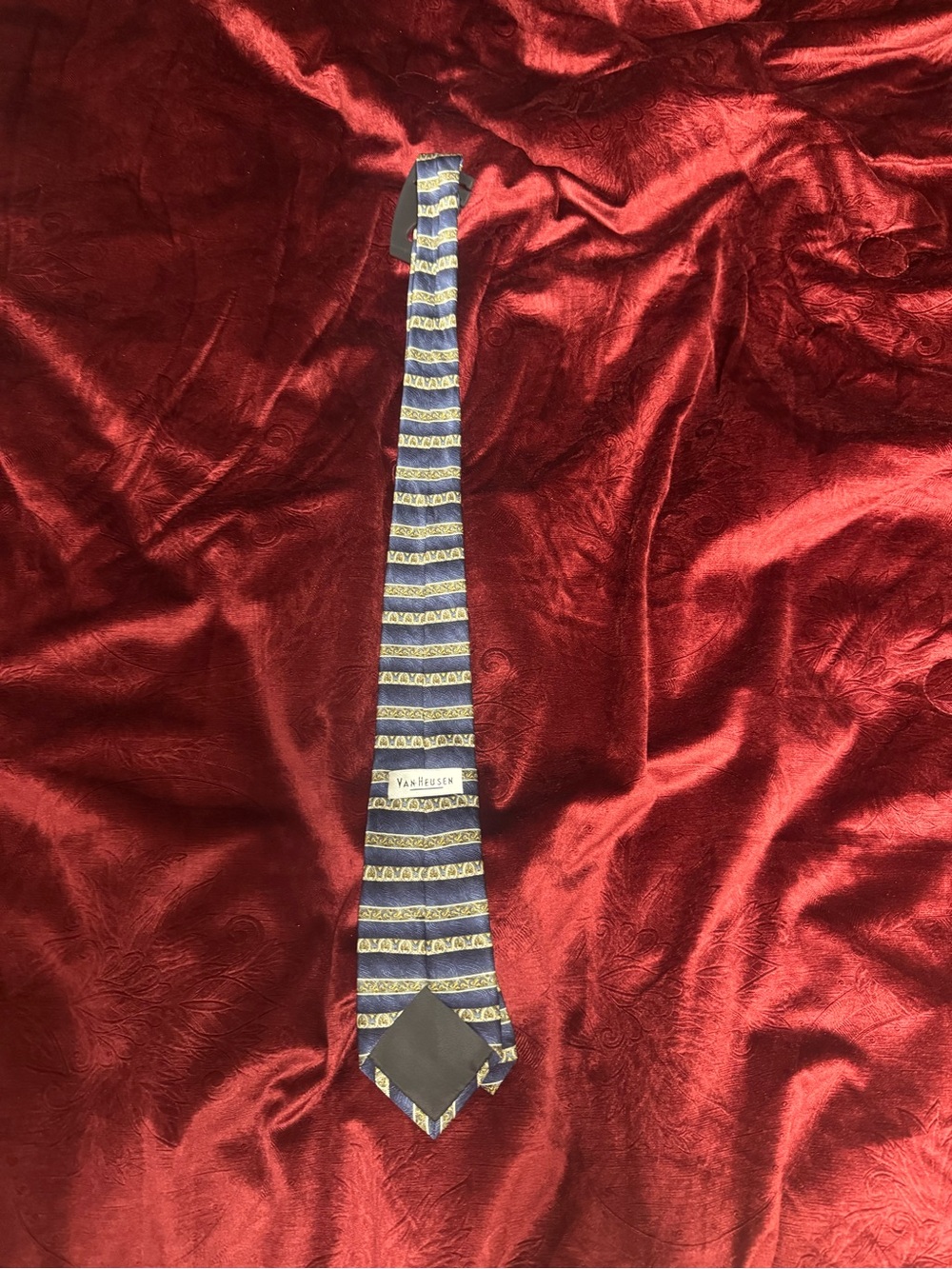 Van Heusen Navy and Yellow Striped Men's Tie